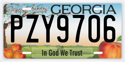 GA license plate PZY9706