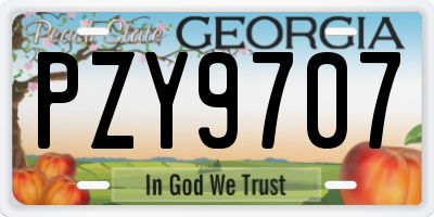 GA license plate PZY9707