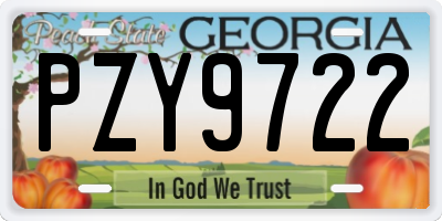 GA license plate PZY9722