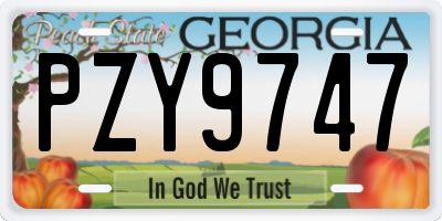 GA license plate PZY9747