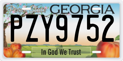 GA license plate PZY9752