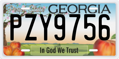 GA license plate PZY9756