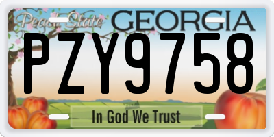 GA license plate PZY9758