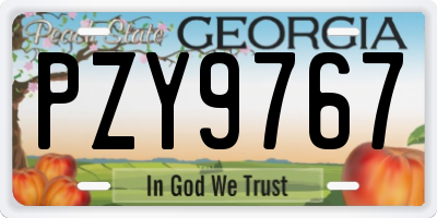 GA license plate PZY9767
