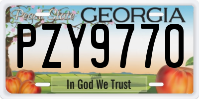 GA license plate PZY9770