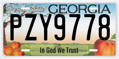 GA license plate PZY9778
