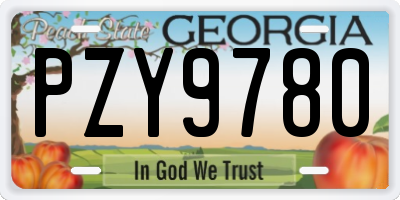 GA license plate PZY9780