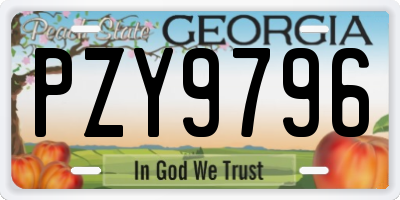 GA license plate PZY9796