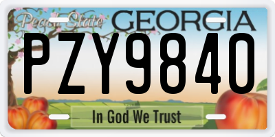 GA license plate PZY9840