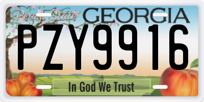 GA license plate PZY9916