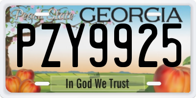 GA license plate PZY9925