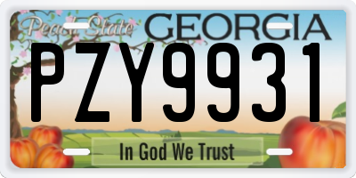 GA license plate PZY9931