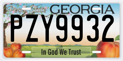 GA license plate PZY9932