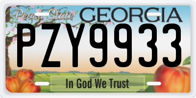 GA license plate PZY9933