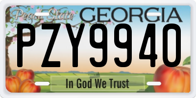 GA license plate PZY9940
