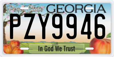 GA license plate PZY9946