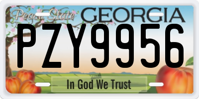 GA license plate PZY9956