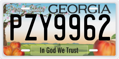 GA license plate PZY9962