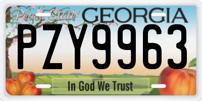 GA license plate PZY9963