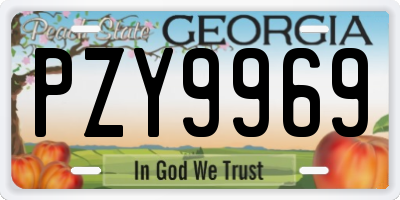GA license plate PZY9969