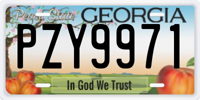 GA license plate PZY9971