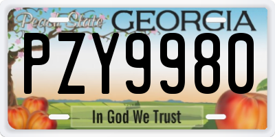 GA license plate PZY9980