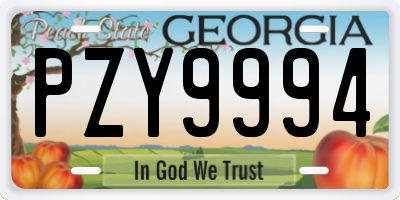 GA license plate PZY9994