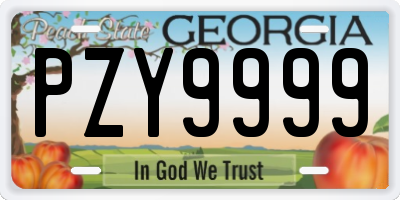 GA license plate PZY9999