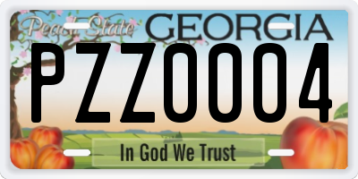 GA license plate PZZ0004