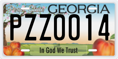 GA license plate PZZ0014