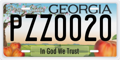 GA license plate PZZ0020
