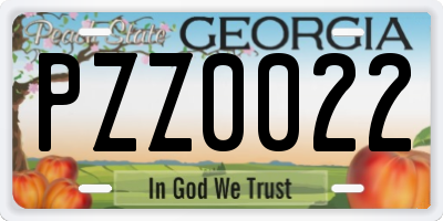 GA license plate PZZ0022