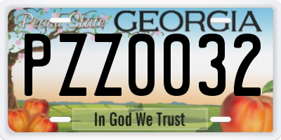 GA license plate PZZ0032