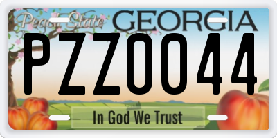 GA license plate PZZ0044