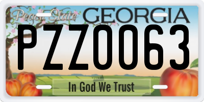 GA license plate PZZ0063