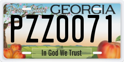GA license plate PZZ0071