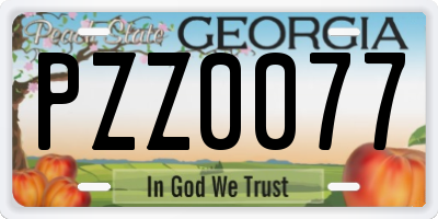 GA license plate PZZ0077