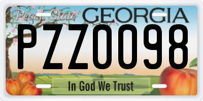 GA license plate PZZ0098