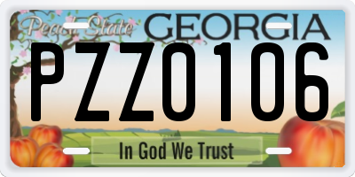 GA license plate PZZ0106