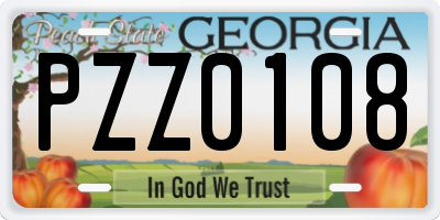 GA license plate PZZ0108