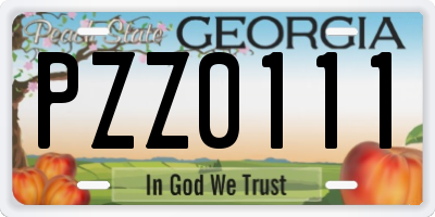 GA license plate PZZ0111