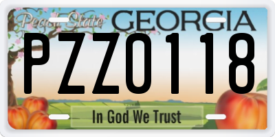 GA license plate PZZ0118