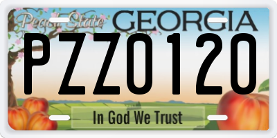 GA license plate PZZ0120