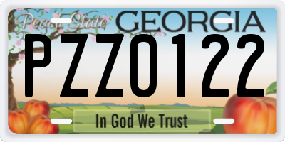 GA license plate PZZ0122