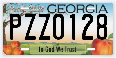 GA license plate PZZ0128