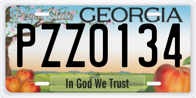 GA license plate PZZ0134