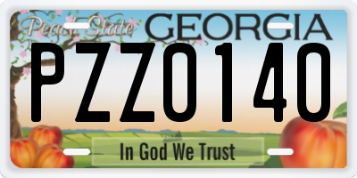 GA license plate PZZ0140