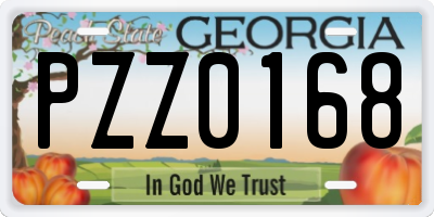 GA license plate PZZ0168