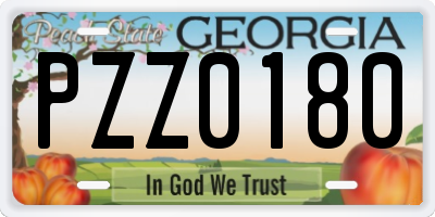 GA license plate PZZ0180