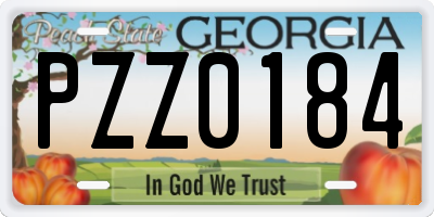 GA license plate PZZ0184